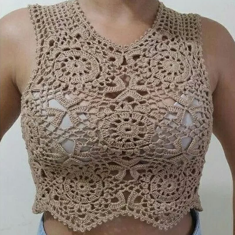 Top Cropped em Crochê Boho Chic