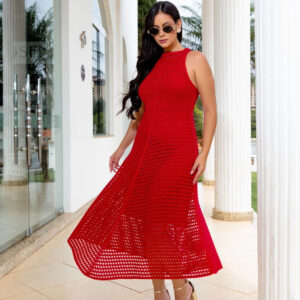 Vestido Vermelho de Crochê