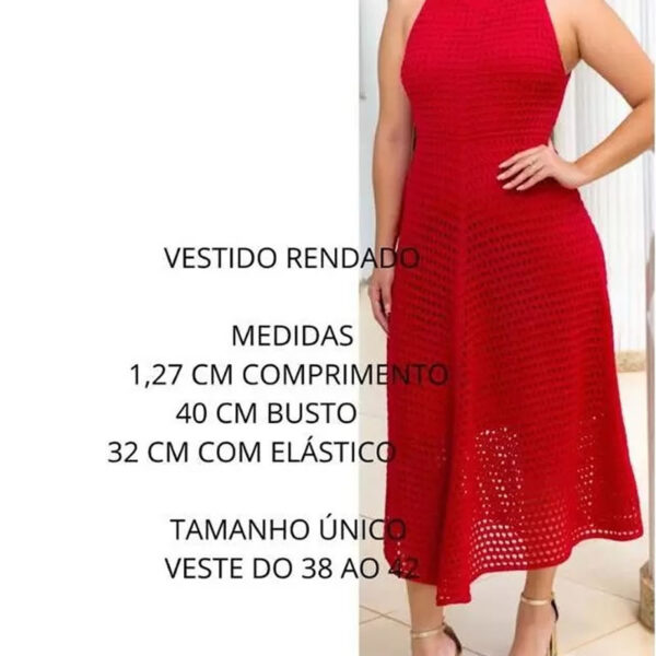 Vestido Rendado Tricô estilo Crochê - Imagem 5