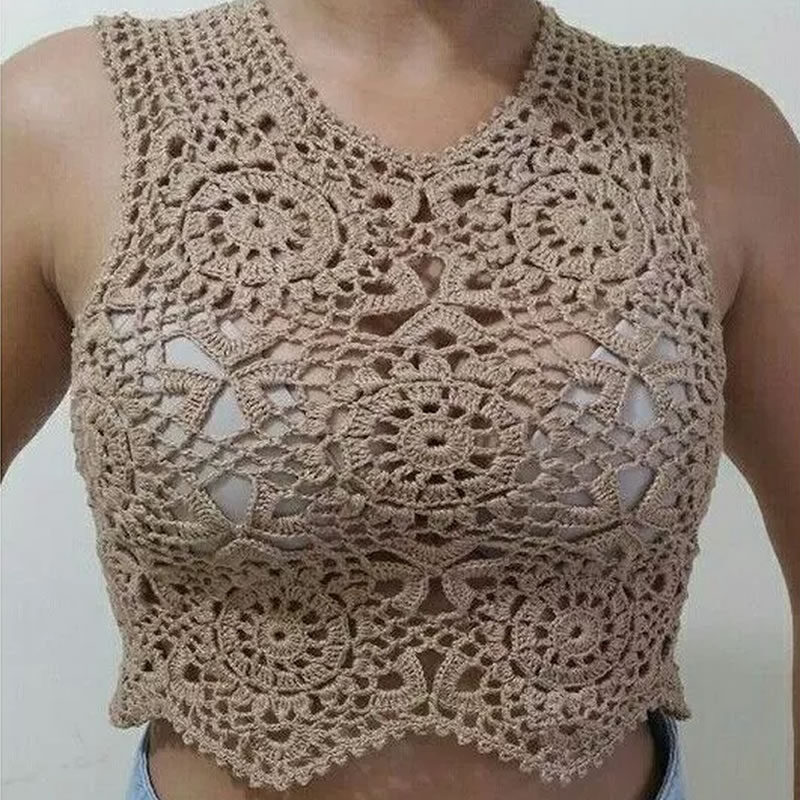 Top Cropped em Crochê Boho Chic