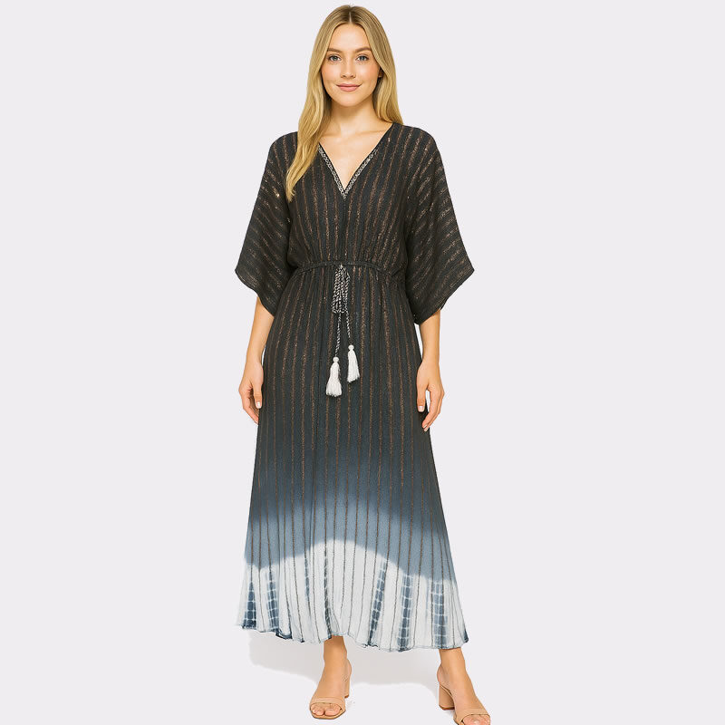 Vestido Indiano Preto, Cinza e Branco